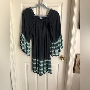 Navy blue and Green Tie-Dye Dress